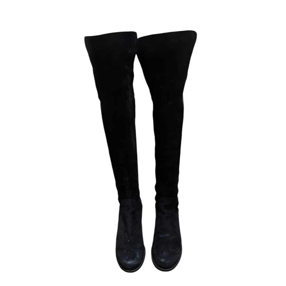 $850 STUART WEITZMAN Reserve Boot OVER THE KNEE SUEDE BOOT BLACK Size 6